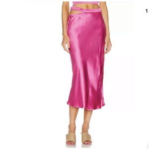 GAUGE81 Fuchsia Satin Bias MIDI Skirt Sz M NWT